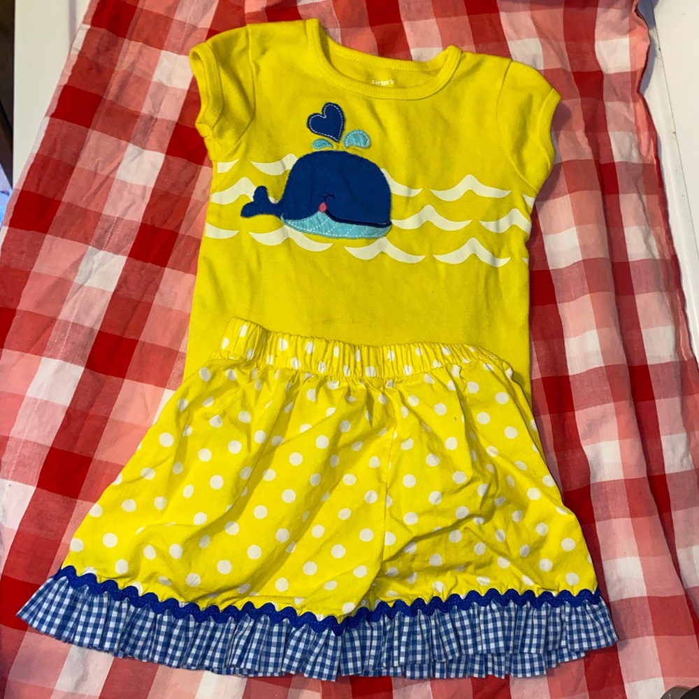 Carter’s top and boutique bottoms 2t